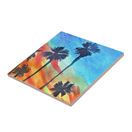 Carreau Plage de Sunset Palm trees Art surf (Côté)