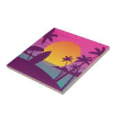 Carreau Plage de surf de coucher de soleil violet (Côté)