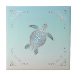 Carreau Plage de Tortue de Mer Argentée de Style