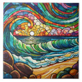 Carreau Plage et vagues Vitraux (Devant)