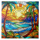 Carreau Plage et vagues Vitraux (Devant)