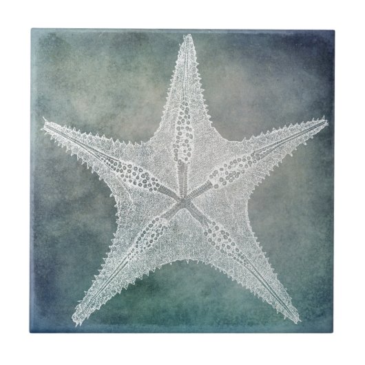 Carreau Plage Indigo Turquoise Blue Watercolor Starfish (Devant)