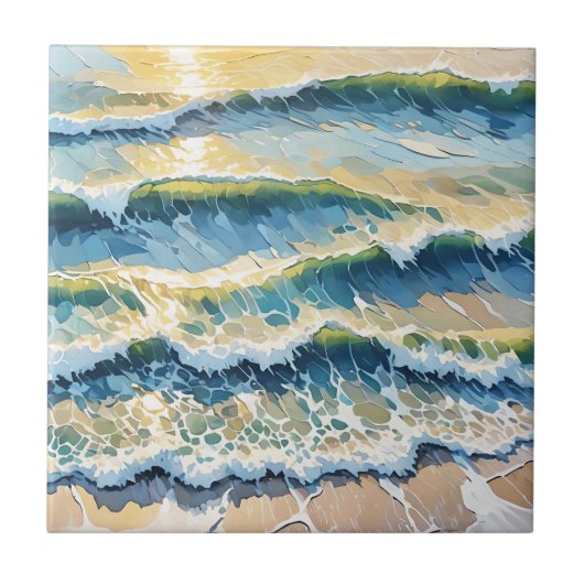Carreau Plage Ocean Green Blue Jaune Design 345 (Devant)