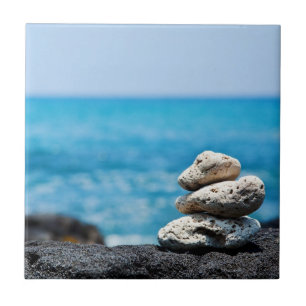 Carreau Plage tropicale d'océan de corail d'Hawaï de roche