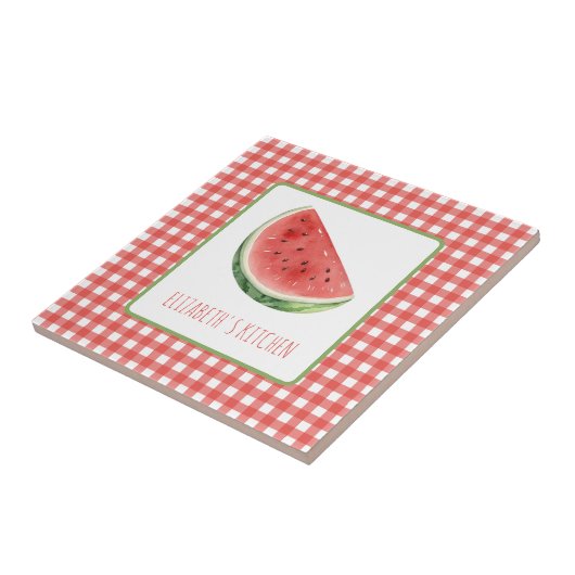 Carreau Plaid Gingham Rouge et Pastèque d'Été (Côté)