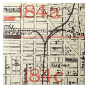 Carreau Plan antique de la ville de Philadelphie PA