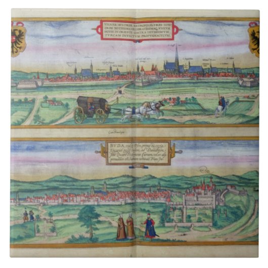 Carreau Plan de ville de Vienne et de Buda, de 'Civitates (Devant)