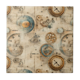 Carreau Plan mécanique rétro Brun sépia