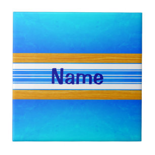 Carreau Planche de surf bleue d'océan