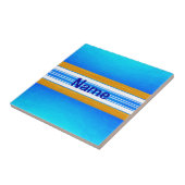 Carreau Planche de surf bleue d'océan (Côté)