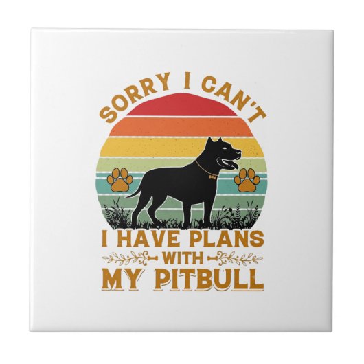 Carreau Plans de boisson Chien Pitbull Rétro Coucher de so (Devant)