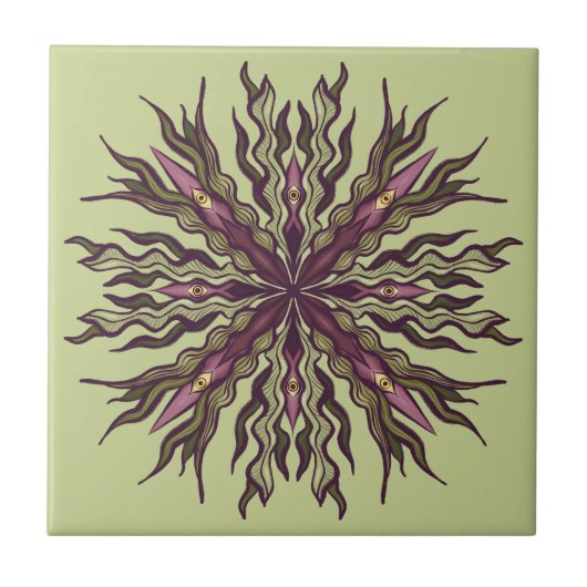 Carreau Plante à œil psychédélique - Mandala botanique sur (Devant)