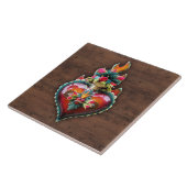 Carreau Plaque flamboyante sacrée fleurie de mur de coeur (Côté)