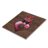 Carreau Plaque flamboyante sacrée fleurie de mur de coeur (Côté)