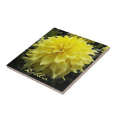 Carreau Plat Dîner Jaune Dahlia Floral (Côté)