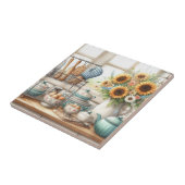 Carreau Plateau de cuisine décoratif avec tournesol (Côté)