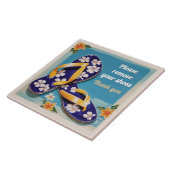 Carreau Please Remove Shoes Sign Blue Hawaiian Flip Flops (Côté)