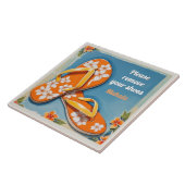 Carreau Please Remove Shoes Sign Orange Hawaiian FlipFlops (Côté)