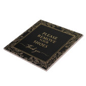 Carreau Please Remove Your Shoes Sign black gold botanical (Côté)