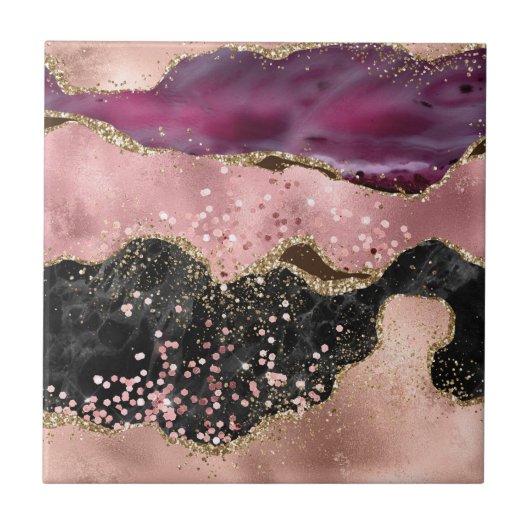 Carreau Plink Black Gold Parties scintillant marbré Agate (Devant)