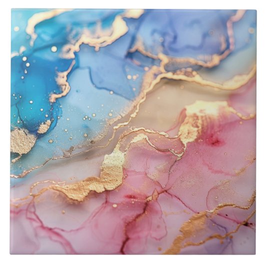 Carreau Plink Blue Gold Parties scintillant marbré Agate c (Devant)