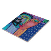 Carreau Pluie : Peinture numérique Abstraite d'une femme (Côté)