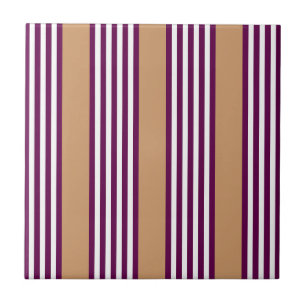 Carreau Plum et blanc cinq bandes motif avec bronzage