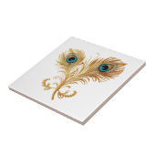 Carreau Plume de paon oiseau sarcelle or luxe (Côté)