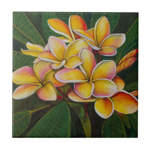 Carreau Plumeria d'arc-en-ciel (Devant)