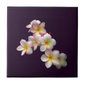 Carreau Plumeria fleurit sur violet foncé (Devant)