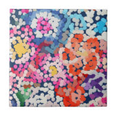 Carreau Plumeria tropicale pointillée Fleurs Abstraites (Devant)