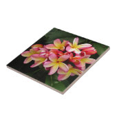 Carreau Plumeria tropicale rose et jaune (Côté)