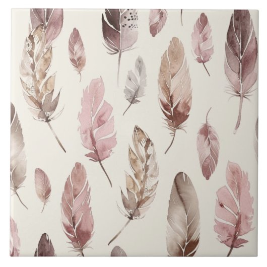 Carreau Plumes Brown roses (Devant)