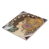 Carreau Plumes d'Alphonse Mucha - Art Nouveau Vintage (Côté)