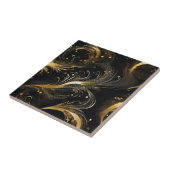 Carreau Plumes d'or en noir (Côté)