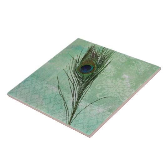 Carreau Plumes Peacock Mint (Côté)