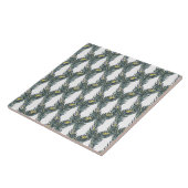 Carreau Plumes Peacock noir, vert et blanc rustique (Côté)