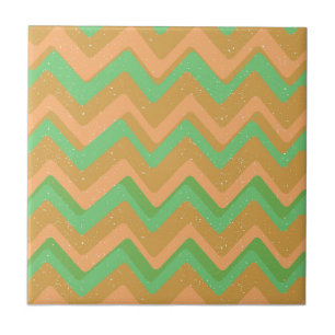 Carreau Poche verte Géométrique Chevron Zig Zag Motif