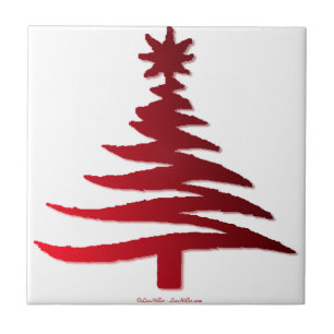 Carreau Pochoir d'arbre de Noël rouge