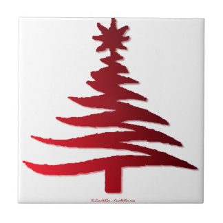 Carreau Pochoir d'arbre de Noël rouge