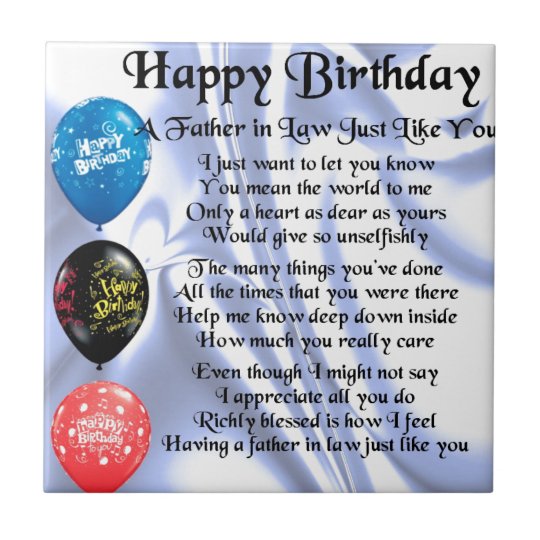 Carreau Poeme De Beau Pere Joyeux Anniversaire Zazzle Be