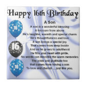 Carreau Poème de fils - 16ème conception d'anniversaire (Devant)