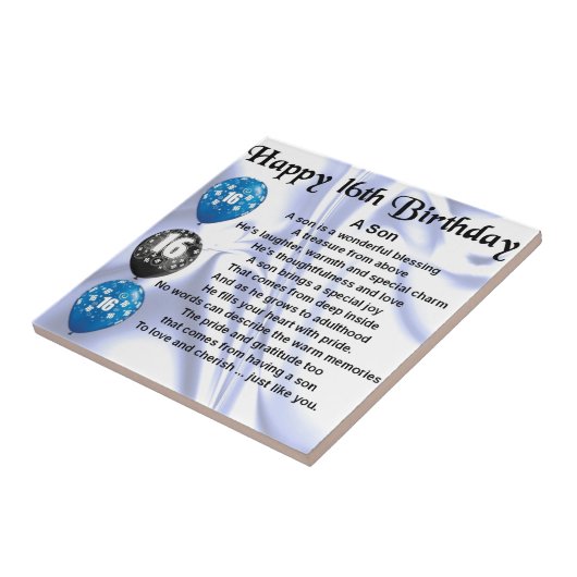 Carreau Poème de fils - 16ème conception d'anniversaire (Côté)