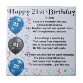 Carreau Poème de fils - 21ème conception d'anniversaire (Devant)