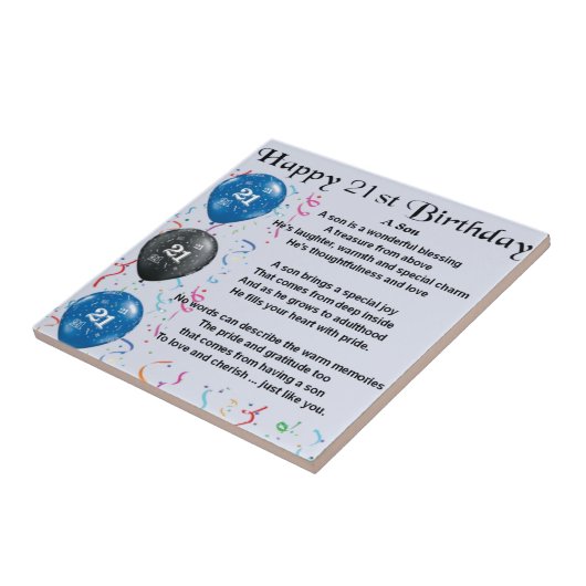 Carreau Poème de fils - 21ème conception d'anniversaire (Côté)