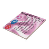 Carreau Poème de maman - quatre-vingtième anniversaire (Côté)