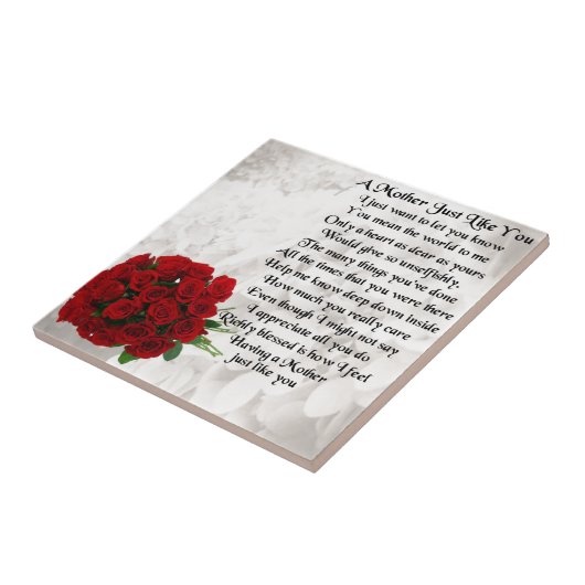 Carreau Poème de mère - conception de roses rouges (Côté)