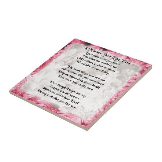 Carreau Poème de mère - conception florale rose (Côté)