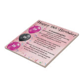 Carreau Poème de petite-fille - 18ème anniversaire (Côté)