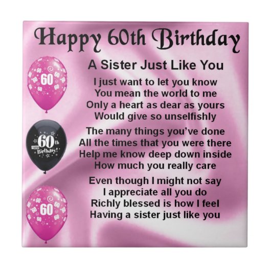 Carreau Poème de soeur - soixantième anniversaire (Devant)